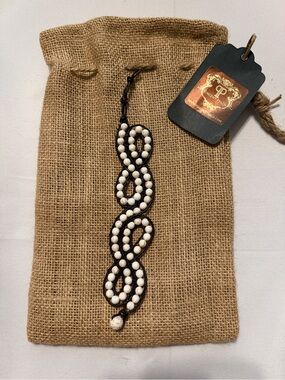 Vincent Peach White Stone Infinity Bracelet - 8”